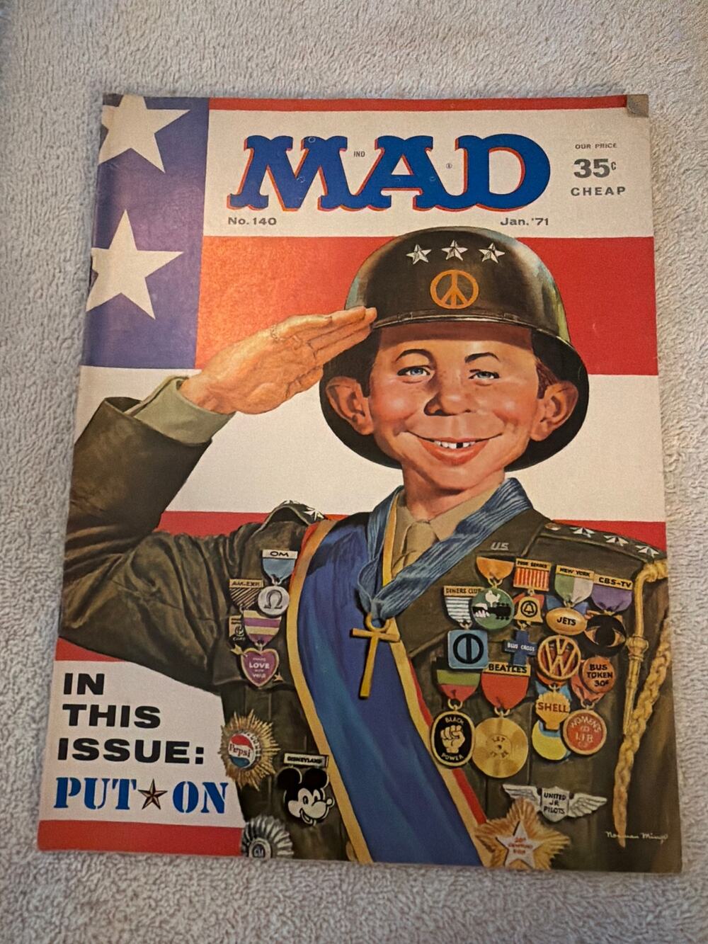 Vintage Mad Magazine No. 140 January 1971 Patton Movie Parody Military America